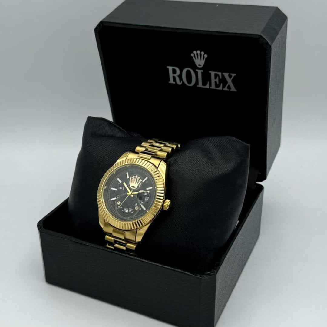 Stainless Steel Gold and black luxury watch for men