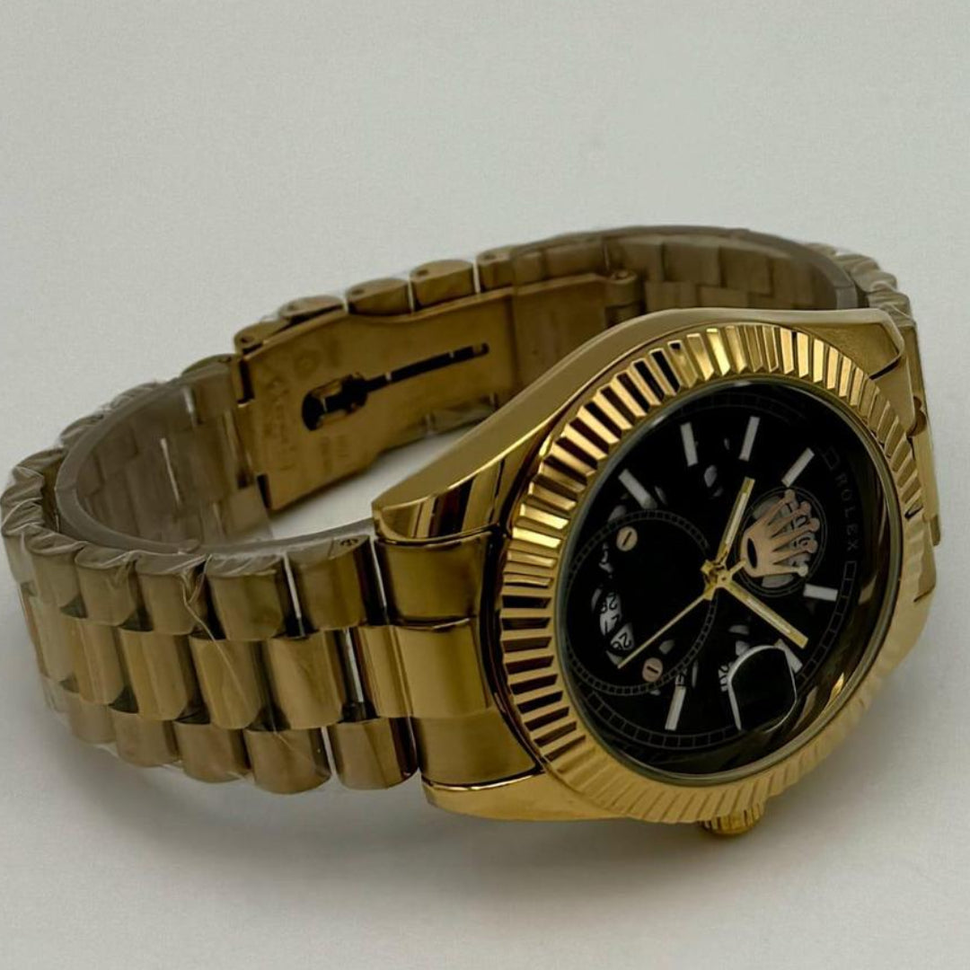 Stainless Steel Gold and black luxury watch for men