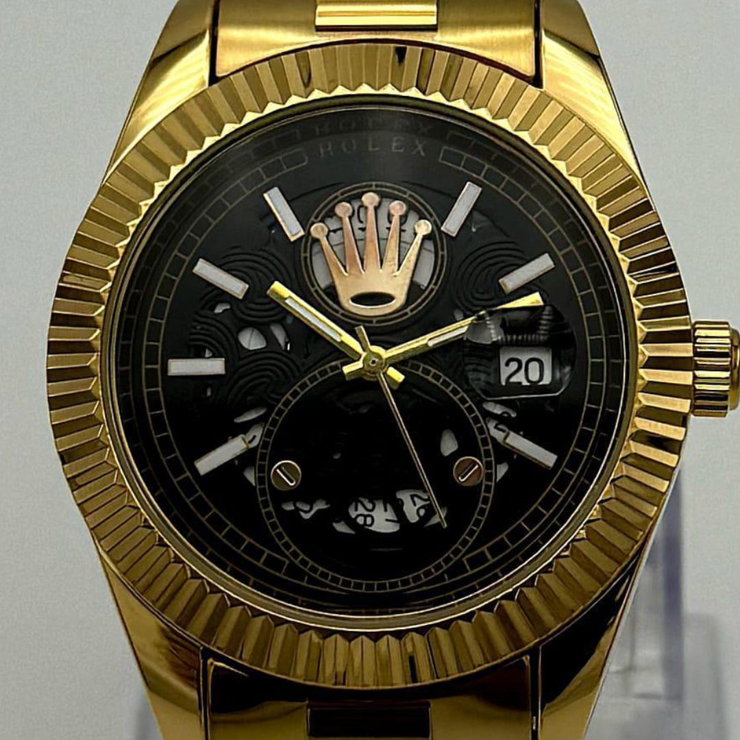 Stainless Steel Gold and black luxury watch for men